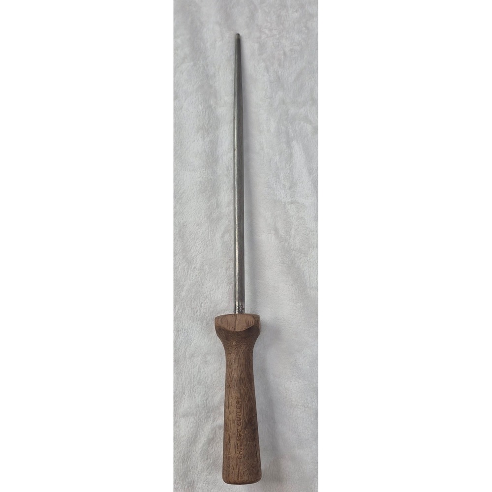 Chicago Cutlery Honing Steel OS Silver Walnut Handle Vintage Excellent